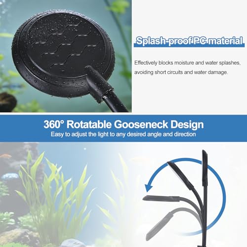 7W LED Small Aquarium Light, Betta Fish Tank Light for 1-5 Gallon, Kyymentto Clip on Fish Tank Light, Mini Aquarium Light with Adjustable Brightness, Nano Tank Light for Plants.