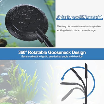 7W LED Small Aquarium Light, Betta Fish Tank Light for 1-5 Gallon, Kyymentto Clip on Fish Tank Light, Mini Aquarium Light with Adjustable Brightness, Nano Tank Light for Plants.
