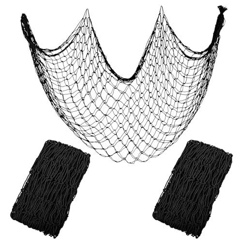 Decorative Fishing Net 80x40 Inch,YuanDe 2 Pack Large Picture Fish Net | Wall Photo Hanging Fishnet for Nautical Mermaid Pirate Ocean Themed Hawaii Beach Under The Sea Party Decoration - color: Black