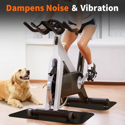 2-Pack Bike & Rowing Machine Mat for Carpet & Hardwood Floors, Compatible with Peloton/Yosuda, Anti-Slip Floor Protector Pad, Noise & Vibration Dampening - size: 23.6"L x 11.8"W x 0.24"Th