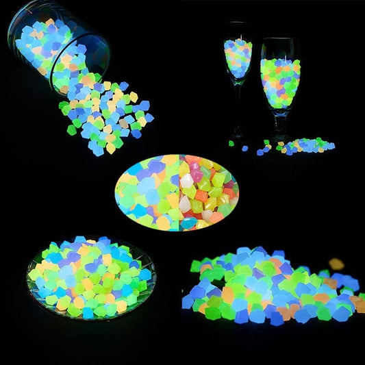 200PCS Aquarium Rocks, Glow in The Dark, Cute Item Shaped Decor Stones for Fish Bowl, Garden, Ponds, Handmade Crafts, Colorful Fish Tank - color: 200pcs Stones
