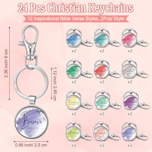 Equsion 24 Pcs Christian Gifts Mini Bible Keychains Bulk,Watercolor - color: Watercolor