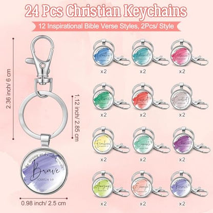 Equsion 24 Pcs Christian Gifts Mini Bible Keychains Bulk,Watercolor - color: Watercolor
