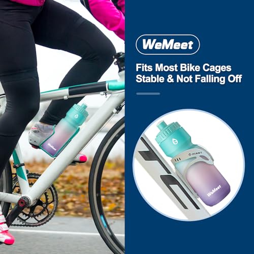 WEMEET Lightweight Cycling Water Bottle 2-Pack, Fits Most Bike Cages, Squeeze Water Bottle for Cycling, Running, Fitness(Black & Green Pink Purple, 32oz) - color: Black Green Pink Purple, size: 32 Ounces