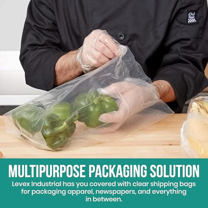 Levex - 6" x 15" (1000 Count) Open End Flat Top - 1.5-Mil Clear Poly Bags for Packaging, Shipping, Storage & Food (Bags Do Not Have a Seal or Prints) - size: 6" x 15" (1000 Pack)
