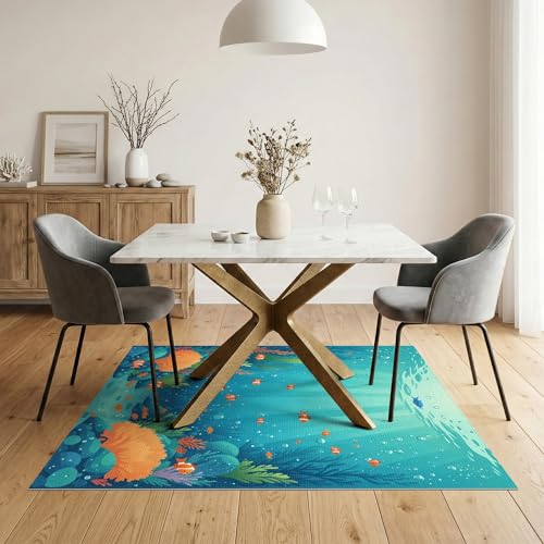 5'x7' Washable Graphic Fish Area Rug, Green Non-Shedding Pet Friendly Carpet for Small Living Room, Playroom, Bedroom, Easy Care Kids Safe Mat | Ref:1910466 - color: Blue/Pattern 40, size: 5' x 7' (Rectangular)
