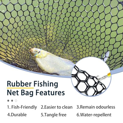 Telescoping Metal Lock Fishing Net Blue Aluminum Alloy Rubber Fish Net - Adjustable Length Lightweight Foldable Large Fishing Net with Handle Collapsible Extendable Fishing Accessories - color: Blue:3-section pole|upgraded metal lock|length:64.5"