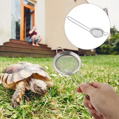 ERINGOGO 2pcs Stainless Steel Reptile Sand Mesh Shovel with Fine Filter for Sand Bedding Drainage and Waste Scooping in Terrarium Cleaning Supplies