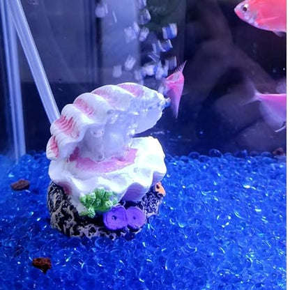 Aquarium Shell Decor Air Bubble Stone with Air Stone Bubbler Volcano Ornament Mini Cute Undersea Clam Pearl Ornaments for Fish Shrimp Crab Betta Tank