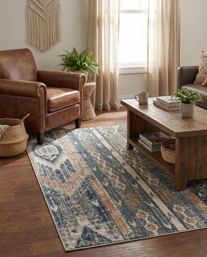 Rugs.com - Oregon Collection Rug – 3' 1 x 5' 3 Navy Blue Easy-Clean Rug – Rustic Southwestern Style for Entryways and Home Offices - color: Navy Blue, size: 3'1" x 5'3" (Rectangular)