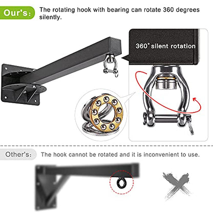 SELEWARE Wall Mount Heavy Bag Hanger Heavy Duty Punching Bag Hanger | 500LB Capacity Adjustable 360° Swivel Heavy Bag Bracket for Home Gym Indoor Outdoor Boxing, Muay Thai and MMA Training - size: A: 24" length (with spring)