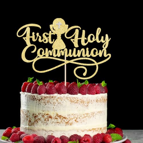 First Communion Cake Topper,God Bless,First Holy Communion Decoration - color: Gold1