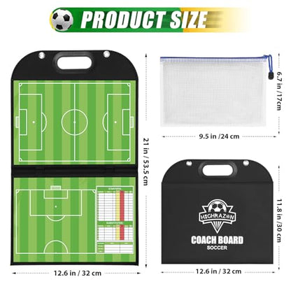 Magnetic Coaching Board – Foldable Dugout Display with Carry Handle, Leather-Covered Double-Sided Strategy & Lineup Planner for Baseball, Softball and Soccer - style: Soccer