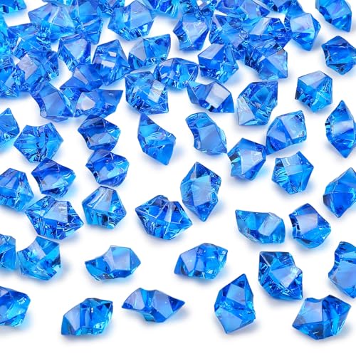 DOMESTAR Royal Blue Fake Ice Rocks,150 PCS Acrylic Crystal for Vase Fillers | Fake Diamonds for Table Centerpieces Birthday Party Decor, Fish Tanks Decor Table Scatter DIY Craft Supplies - color: Navy Blue