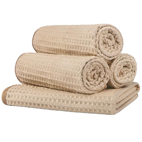 HOMEXCEL 4 Pack Gym Towels, Microfiber Yoga Towels for Bathroom, Ultra Soft, Highly Absorbent and Quick Dry Towel for Gym, Shower, Fitness, Spa 15 x 25 Inch