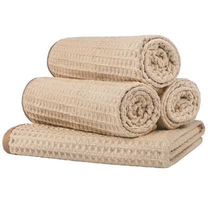 HOMEXCEL 4 Pack Gym Towels, Microfiber Yoga Towels for Bathroom, Ultra Soft, Highly Absorbent and Quick Dry Towel for Gym, Shower, Fitness, Spa 15 x 25 Inch
