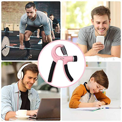 Grip Strength Trainer-2 Pack Hand Grip Strengthener Adjustable Resistance Range 20-90 lbs Non-Slip Hand Grip, Hand Gripper Exerciser, Wrist Strengthener for Forearm Grip Workout - color: pink