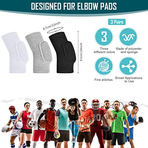 Tarpop 3 Pairs Volleyball Elbow Pads Arm Brace Pads Elbow Protector with Breathable Anti-Collision Sponge Compression Arm Support for Women Men Basketball Tennis Football Skating(Black, White, Gray) - color: Black, White, Gray