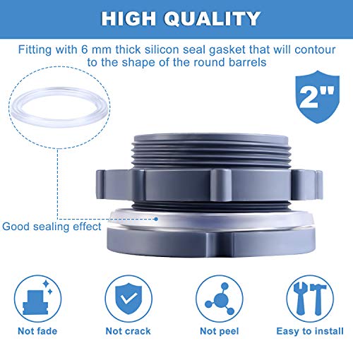 Outus 2 Inch PVC Bulkhead Fitting for Rain Barrel and Water Tank | Threaded Locknut and Washer Included, Fits Pond Aquarium Cistern, Leak-Proof Seal