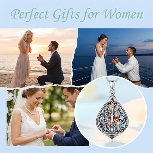 PROESS 925 Sterling Silver Hamsa/Allah Necklace Evil Eye Amulet Jewelry Gifts for Men Women - style: tree of life OM