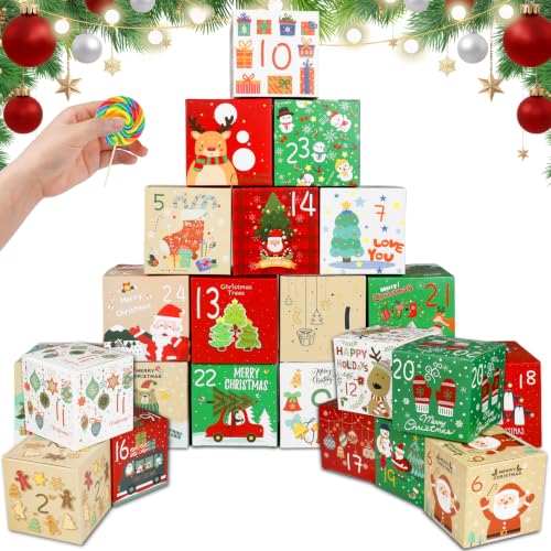 ONESING 24 Pcs DIY Christmas Advent Calendar Boxes for 2026, 24 Days Countdown Calendar Cardboard Number Boxes Make & Fill Your Own Advent Calendar Boxes Lovely Xmas Party Present - color: Colorful-C