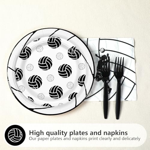 Grencian 96Pcs Volleyball Party Decorations Volleyball Paper Plates and Napkins Sports Theme Disposable Tableware for Girls Birthday Party Supplies Serves 24 - style: Volleyball Party