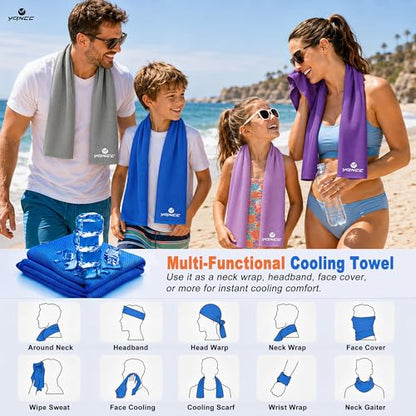 YQXCC 4 Pack Cooling Towels (40"x12"), Cool Neck Towel, Soft Breathable Microfiber for Gym, Yoga, Golf, Running, Camping & Summer Outdoor Activities - color: 2 Dark Blue + 2 Rose Red