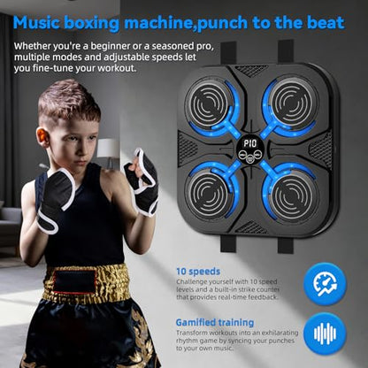SoftGym Music Boxing Machine,Interactive Punching Trainer with LED Lights,Large Wall Mounted Boxing Target with Gloves for Home Gym,Cardio Workout Equipment for Adults and Kids