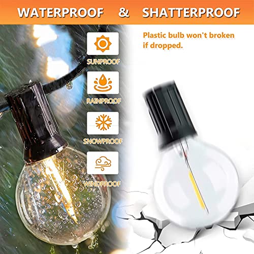 50FT LED Outdoor String Lights with 27 G40 Bulbs (2 Spare) Connectable Yard Hanging Lights for Party Tents Patio Gazebo Porch Deck Bistro Backyard Balcony Pergola Outside Decor - size: 50FT/27Led Bulbs