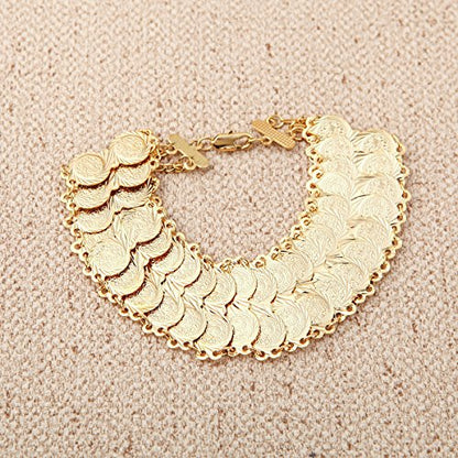 Small Cute Gold Plated Islamic Muslim Arab Money Coins Bracelet for Women Jewelry Bangle - style: Style B