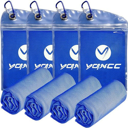 YQXCC 4 Pack Cooling Towels (40"x12"), Cool Neck Towel, Soft Breathable Microfiber for Gym, Yoga, Golf, Running, Camping & Summer Outdoor Activities - color: 4 Packs Dark Blue