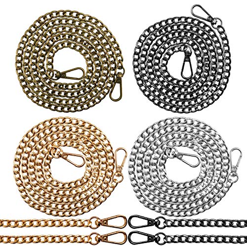 Purse Chain Replacement - 6 Pack DIY Shoulder Cross Body Bag Chains for Wallet, Handbag, Metal Hand Bag (47 Inch/pcs)