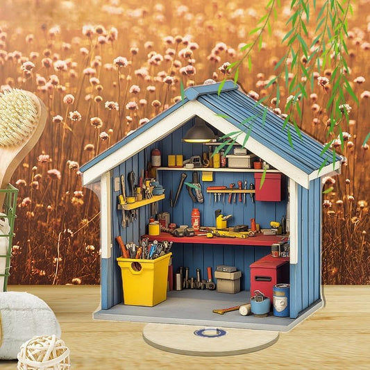 YLUYINOM 2D Flat Acrylic Display Plaque, Detailed Miniature Workshop with Tools, Organized Shelves, Red Workbench, and Yellow Toolbox for A Serene Workspace. Rotatable, with Base - color: Picture 20