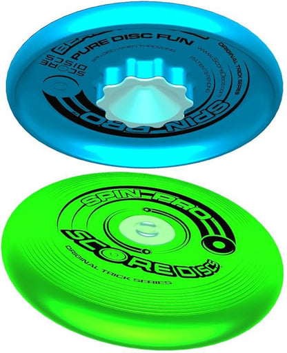 Beach & Pool Sports Disc. Throw with Precision! Spin Tricks! Soft and Durable, Waterproof, Floats, Play Anywhere! Spin & Splash Grip - Spin Zones - That's a Upgrade Your Fun! - color: Blue / Green