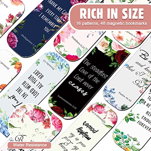 Zonon 48 Pcs Floral Bible Verse Magnetic Christian Bookmarks for Women - style: Elegant Style