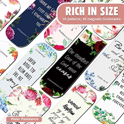 Zonon 48 Pcs Floral Bible Verse Magnetic Christian Bookmarks for Women - style: Elegant Style