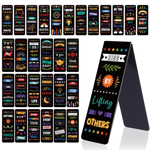 30 Pcs Inspirational Magnetic Bookmarks, Motivational Quote Page Markers, Magnetic Bookmark Clips for Books Journals Planners, Office Reading Accessories - style: Inspirational