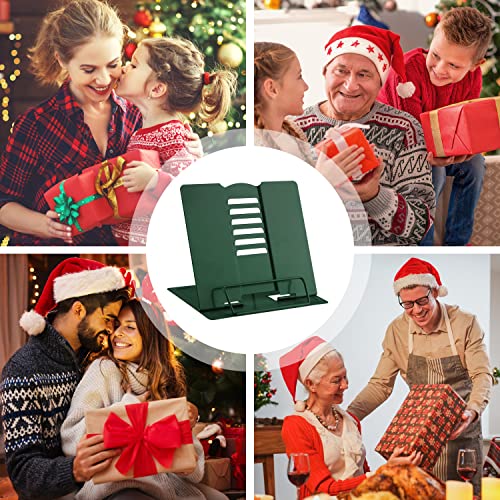 MSDADA Book Stand Metal Reading Rest Book Holder Adjustable Cookbook Documents Holder Portable Sturdy Bookstands for Recipes Textbooks Tablet Music Books with Page Clips (Military Green) - color: Military Green