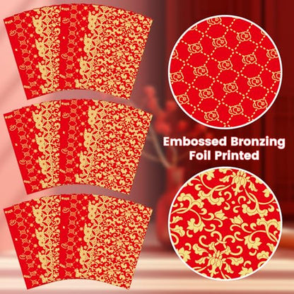 Chinese New Year Red Packets 2026,36 Pcs Money Envelopes with 6 Classic Embossed Bronzing Foil Designs for Cash Gifts & Decorations (Classic) - style: Classic