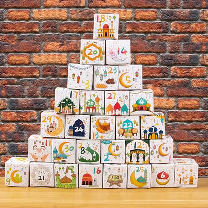 Ramadan Advent Calendar 2025, 30 Ramadan Countdown Boxes with Festive Islamic Art, Eid Mubarak Coutdown Calendar Fillable Ramadan Gifts Box, Ramadan Decorations for Home