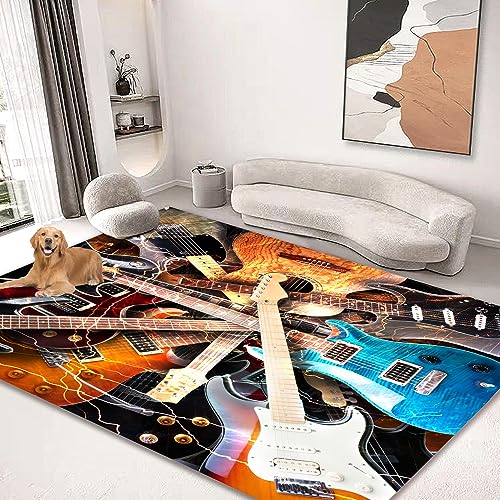 Large Area Rug Carpet Floor Washable Mats Rugs 5'x6' for Living Room Bedroom Home Decor Guitar Music Musical Instruments - color: Pattern2