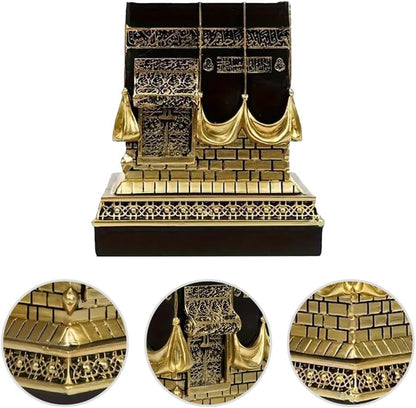 Islamic Kaba Replice Model,Muslim Turkish Home Table Decorations,Islamic Ramadan Showpiece,Golden Black Islamic Prayer House Model,Eid Ramadan、umrah Gift (Golden Black) - color: Golden Black