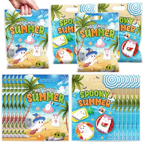 Falueqg Summer Halloween Party Favors - 50 Pcs Spooky Summer Gift Bags Halloween In Summers Goodie Candy Bags Hot Ghost Party Supplies for Hallows' Eve Birthday Decorations - color: Summer Halloween