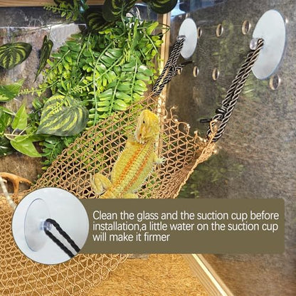 Bearded Dragon Hammock Lizard Climbing Hammock Lounger Collapsible Reptile Climbing Wall Bridge Tank Accessories for Gecko Snake Hermit Crab Chameleon (2 Pcs) - color: Brown+Black