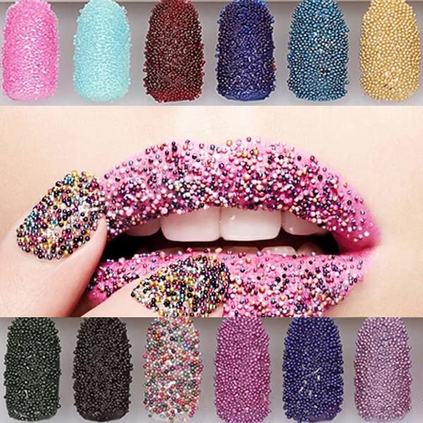Nail Art 3D Caviar Beads Mini Metal Ball Gold Studs and Silver Micro Steel Beads - color: One Caviar Beads+One Metal beads+Two Metal Studs
