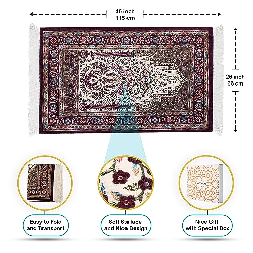 Turkish Prayer Rug, Purple Prayer Rug, Prayer Mat Travel, Portable Prayer Mat Muslim, Prayer Rugs Islam, Prayer Mat Islam Thick, Ramadan Gift (Purple) - color: Purple