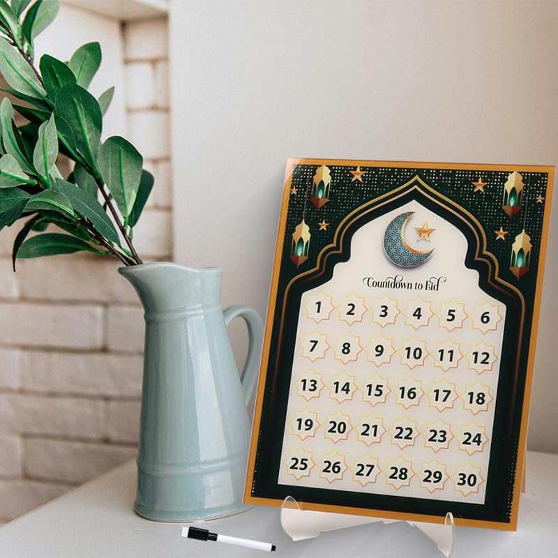 Ramadan Mubarak Advent Calendar Arylic Countdown Calendars Home Decor,Write by Hand Eid Decorations/Ramadan Decorations for Home,Ramadan Ornament Kids Gift (G)