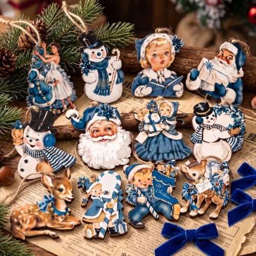 Huwena 36 Pcs Vintage Christmas Tree Ornaments, Classic, Blue Ivory - color: Blue Ivory, style: Classic