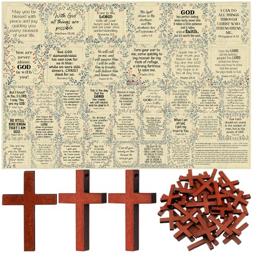 38 Sets Pocket Prayer Quilt Kits with Wooden Crosses, Mini Prayer Cloth Squares for Sunday School Rewards, Church Giveaways, Baptism Favors, Women Bible Study Religious Gifts(Wildflower,Brown) - color: Brown, style: Wildflower
