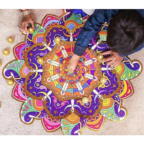 Kulture Khazana Rangoli Mandala Floor Puzzle for Kids | 150-Piece 32-Inch Indian Art Puzzle | Family Montessori Activity for Diwali and Holi | for Ages 7+